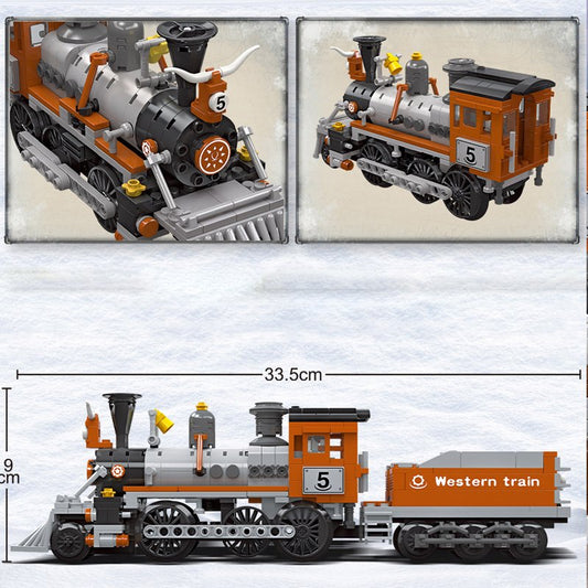 Western Steam Train Building Set with Train Track (853 PCS)
