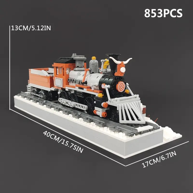 Western Steam Train Building Set with Train Track (853 PCS)
