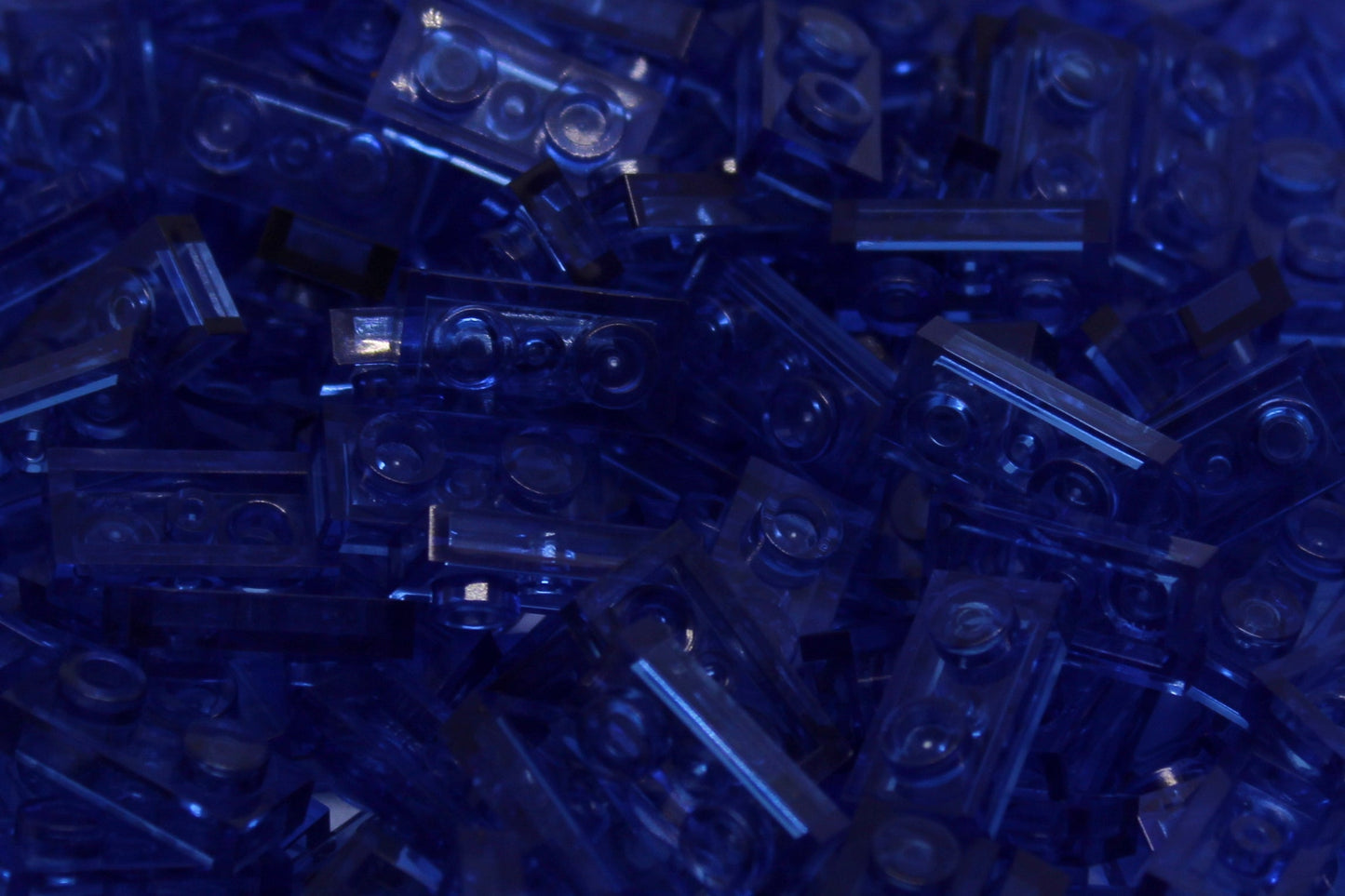 1X2X1/3 Stud Bricks 200 Pack (Transparent Royal Blue)
