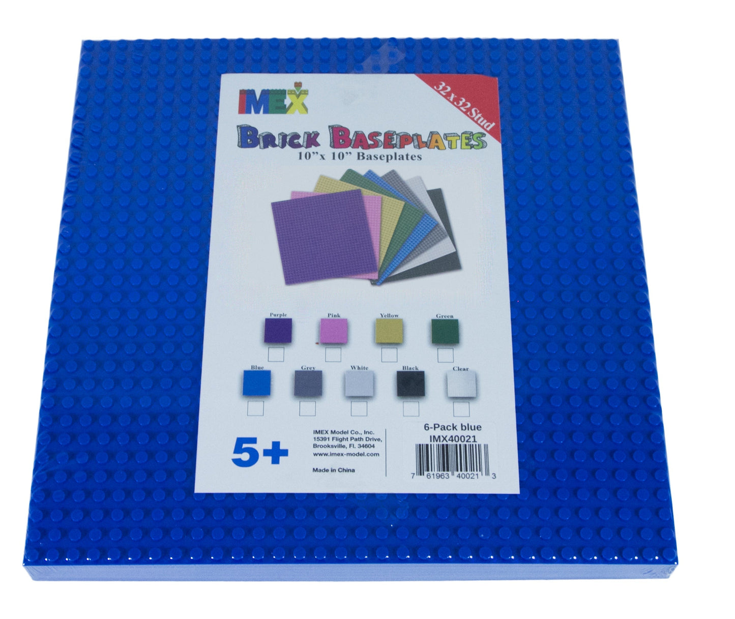 32x32 Stud Baseplate 6 Pack (Blue)