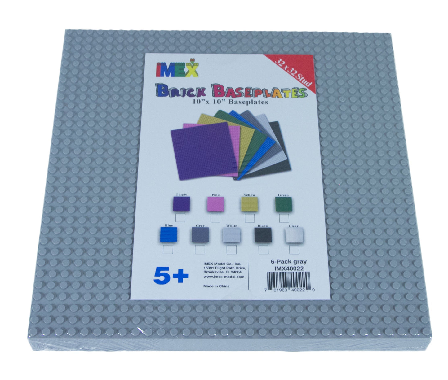 32x32 Stud Baseplate 6 Pack (Gray)