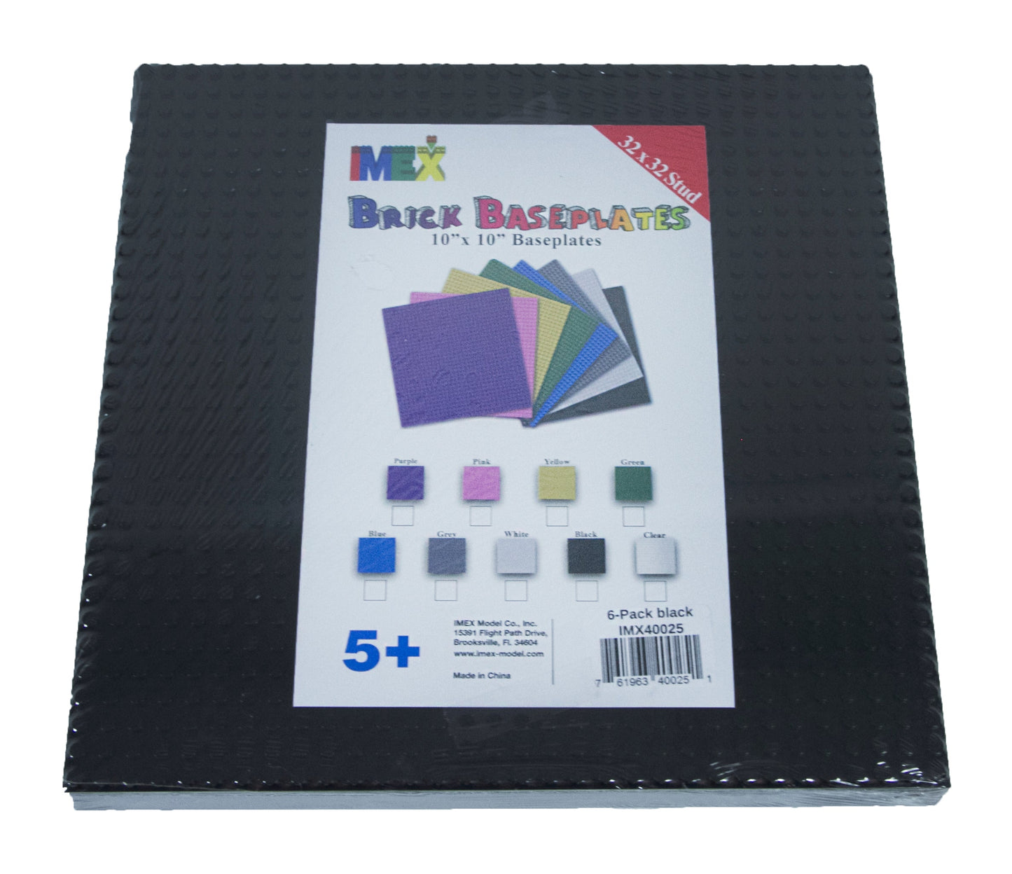 32x32 Stud Baseplate 6 Pack (Assorted Colors)