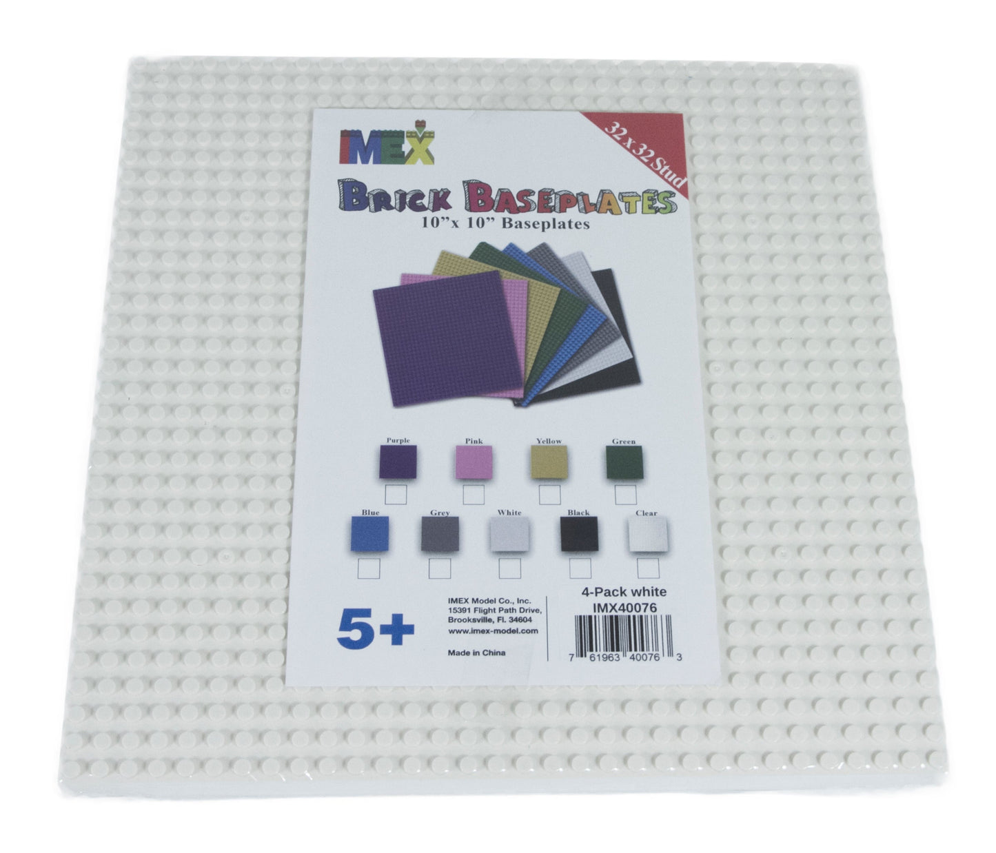 32x32 Stud Baseplate 4 Pack (White)