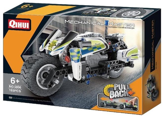 Qihui Police Motorcycle Building Kit (Pull-Back)