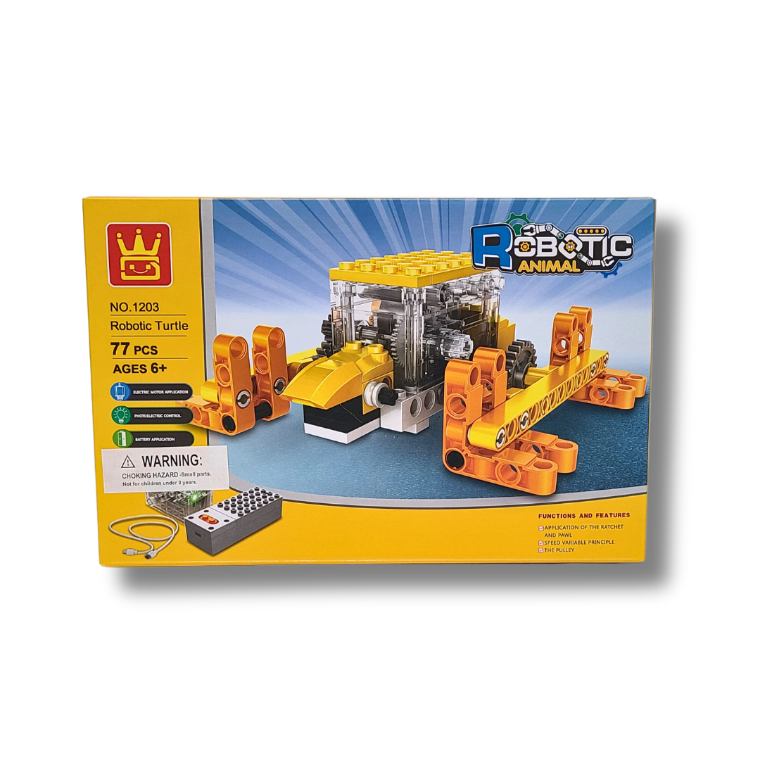 WANGE WAG1203 Robotic Turtle– 77-Piece Motorized STEM Building Set