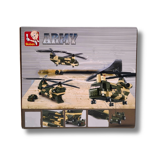 Sluban M38-B0508 Chinook Transport Helicopter – 520-Piece Military Brick Set
