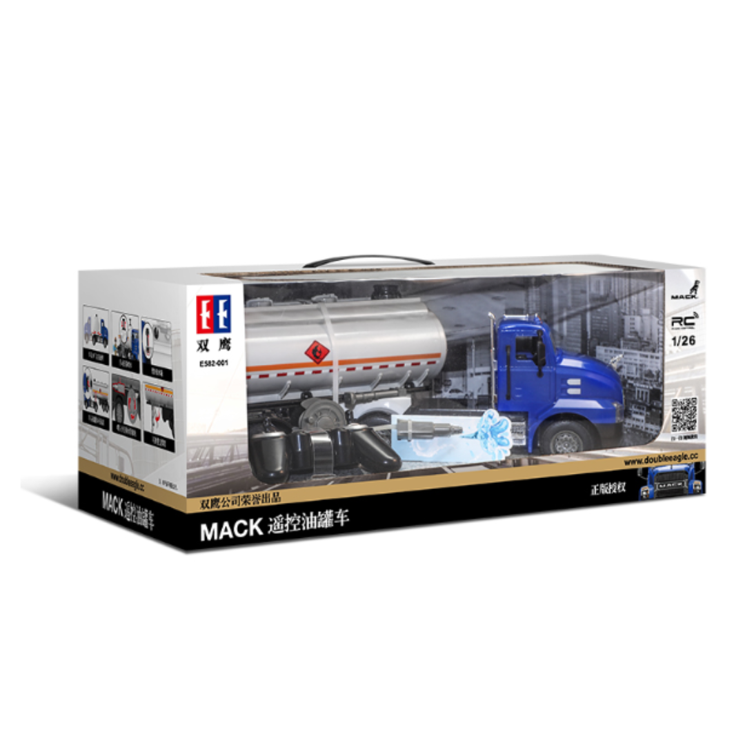 Double E E582 1:26 Scale Mack RC Tanker Truck – Water Sprayer with Manual Pump & Reel