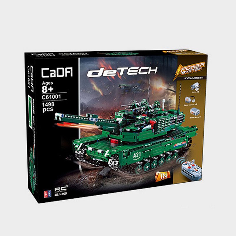 CaDA 2in1 M1A2 Abrams RC Brick Set – 1,498-Piece U.S. Tank & Anti-Aircraft Gun Model