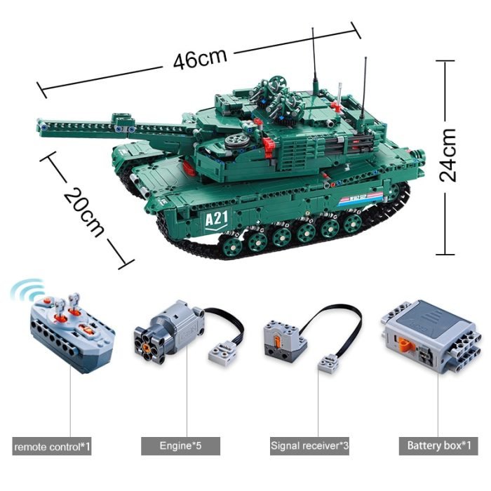 CaDA 2in1 M1A2 Abrams RC Brick Set – 1,498-Piece U.S. Tank & Anti-Aircraft Gun Model
