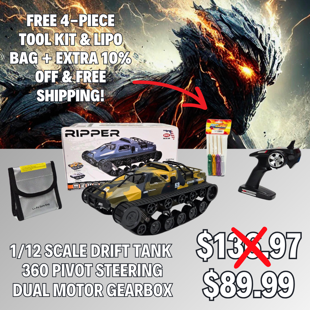 SUPER SPECIAL OFFER 1/12th Ripper Drift Tank Bundle with Free Tool Set and LiPo Bag (FREE SHIPPING)