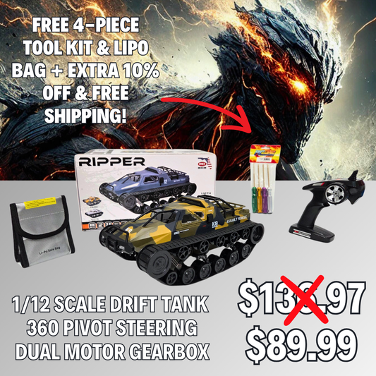 SUPER SPECIAL OFFER 1/12th Ripper Drift Tank Bundle with Free Tool Set and LiPo Bag (FREE SHIPPING)