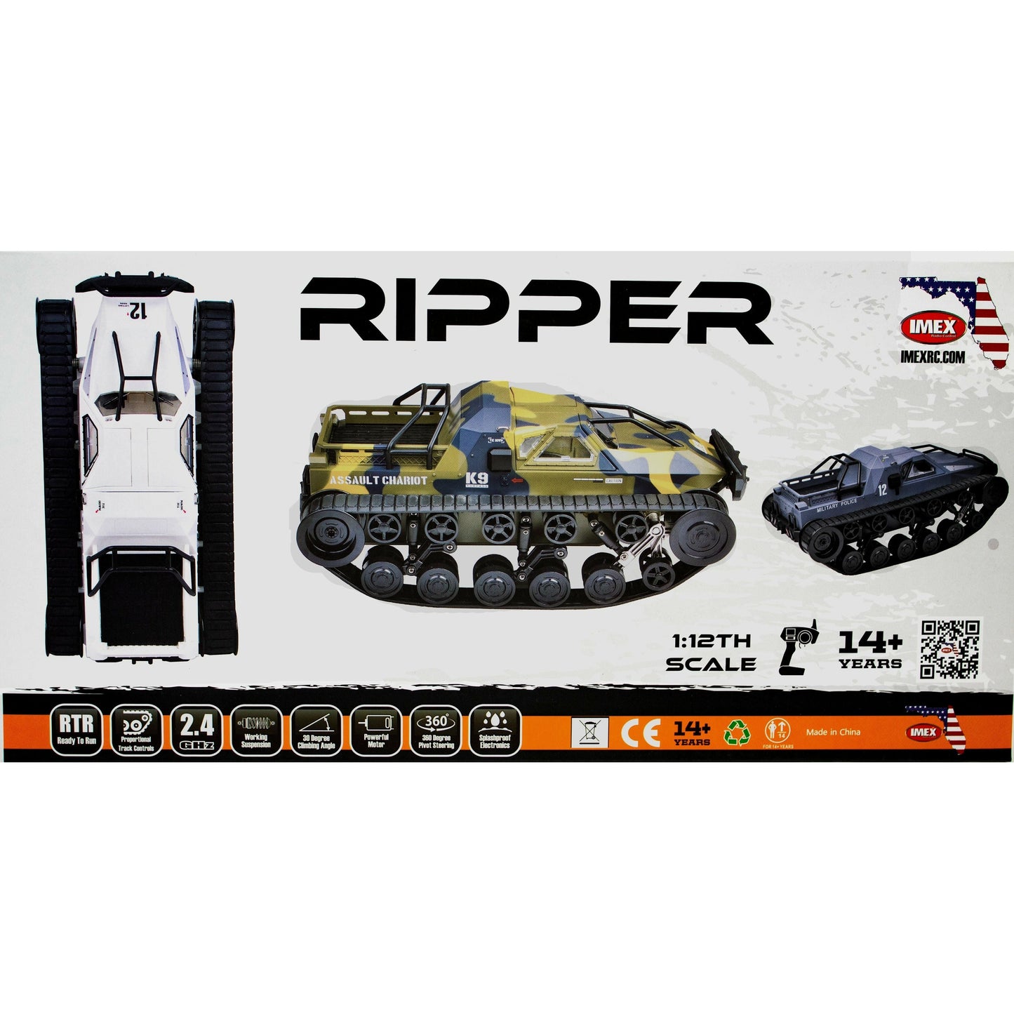 Ripper 1/12 Scale 4WD All-Terrain Vehicle – Dual-Motor, 360° Steering, LED Lights