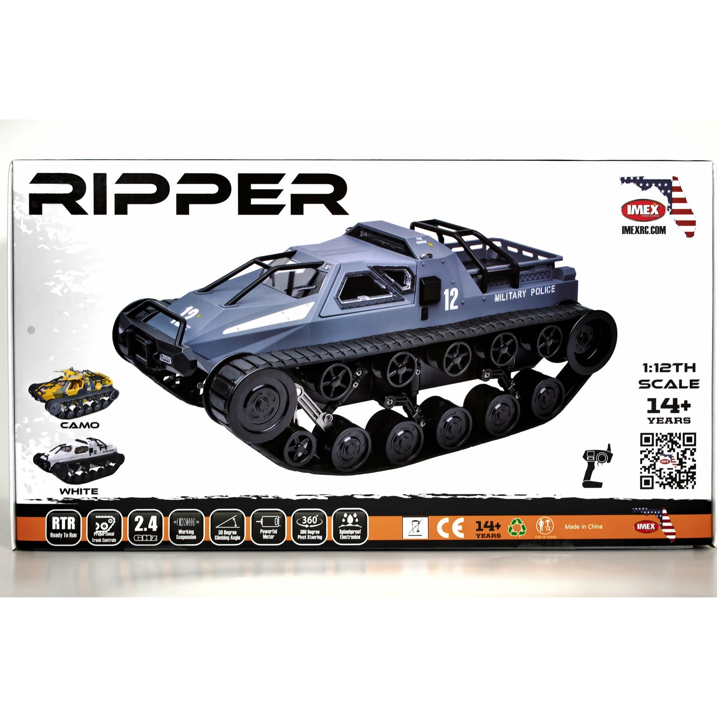 Ripper 1/12 Scale 4WD All-Terrain Vehicle – Dual-Motor, 360° Steering, LED Lights