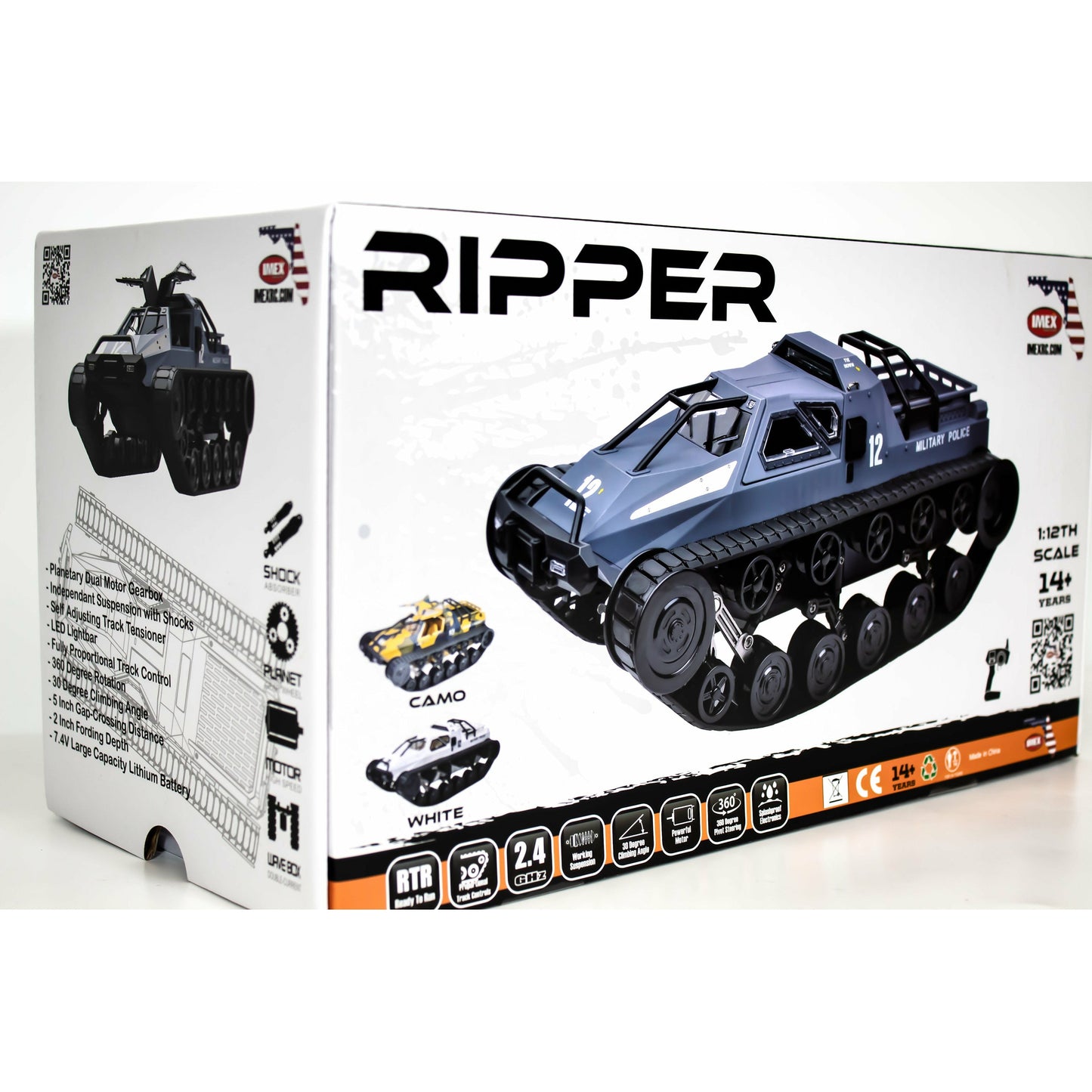 Ripper 1/12 Scale 4WD All-Terrain Vehicle – Dual-Motor, 360° Steering, LED Lights