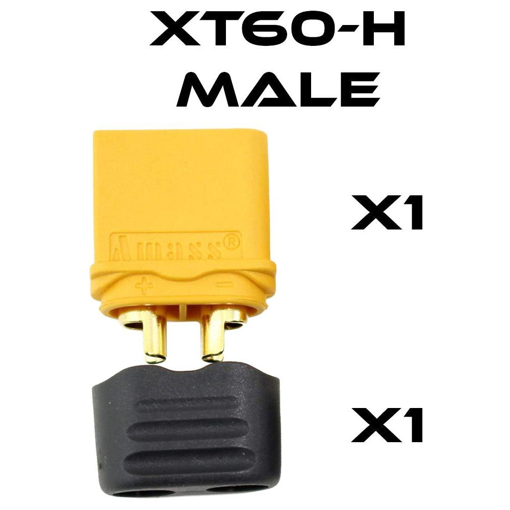 XT60H Male Plugs w/ Caps (1/2/4/25pk)