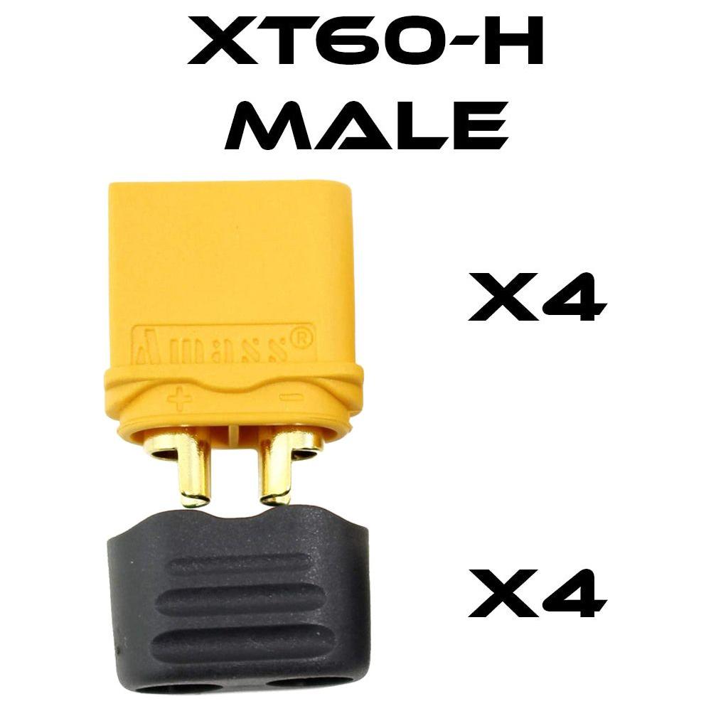 XT60H Male Plugs w/ Caps (1/2/4/25pk)