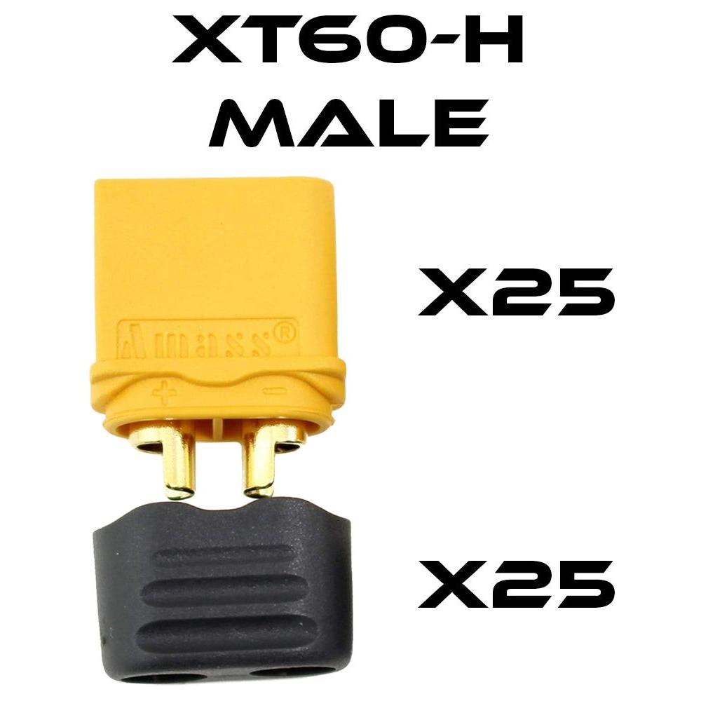 XT60H Male Plugs w/ Caps (1/2/4/25pk)