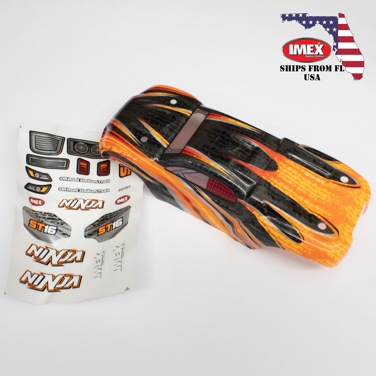 Ninja Truggy Body (Orange/Green/Clear)