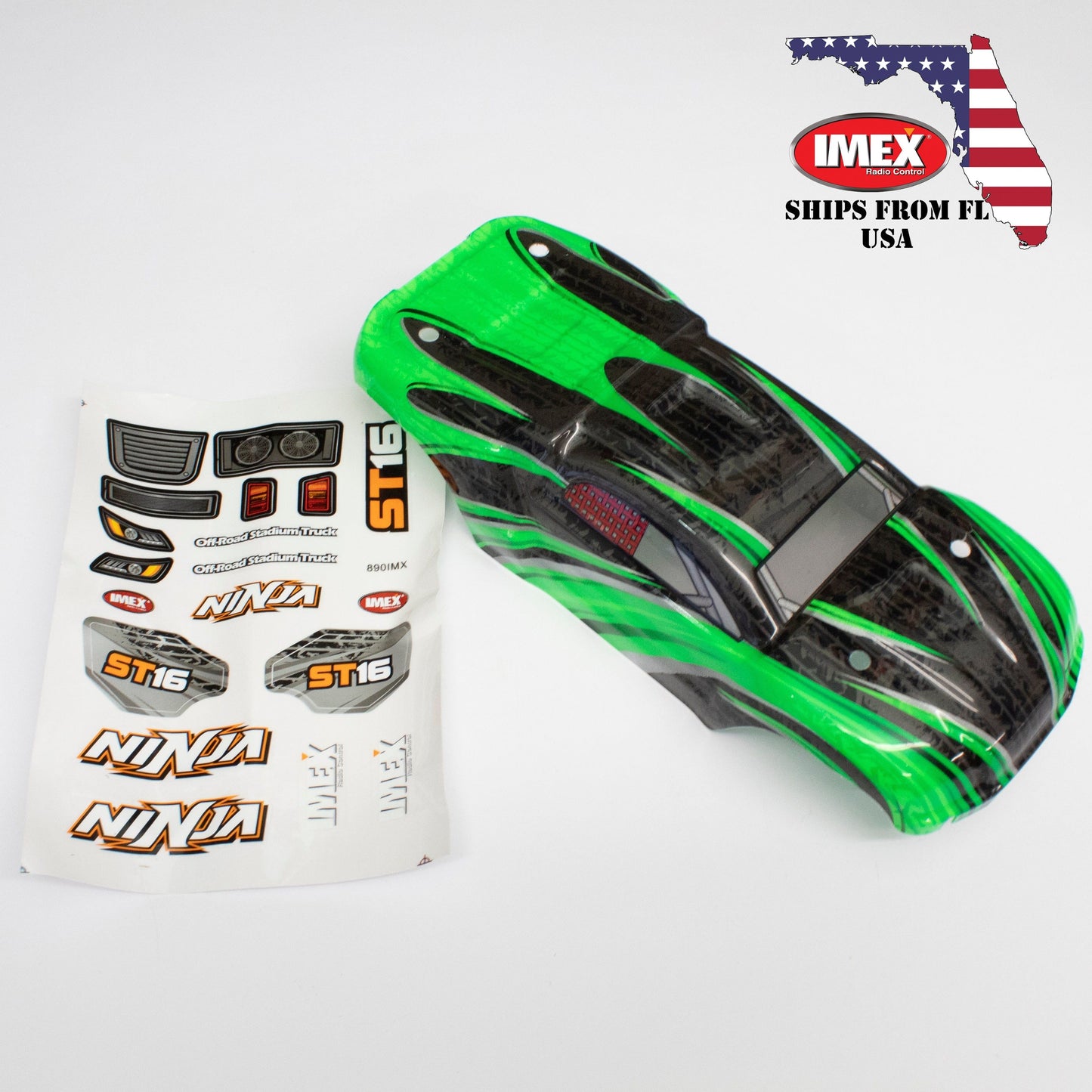 Ninja Truggy Body (Orange/Green/Clear)