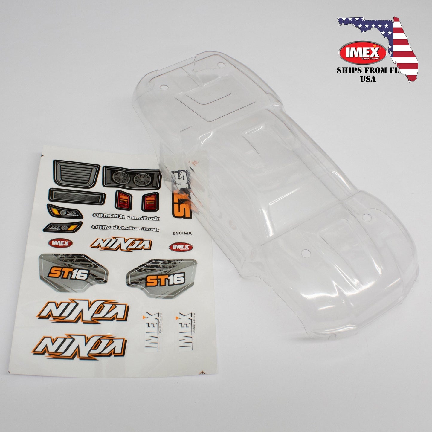 Ninja Truggy Body (Orange/Green/Clear)