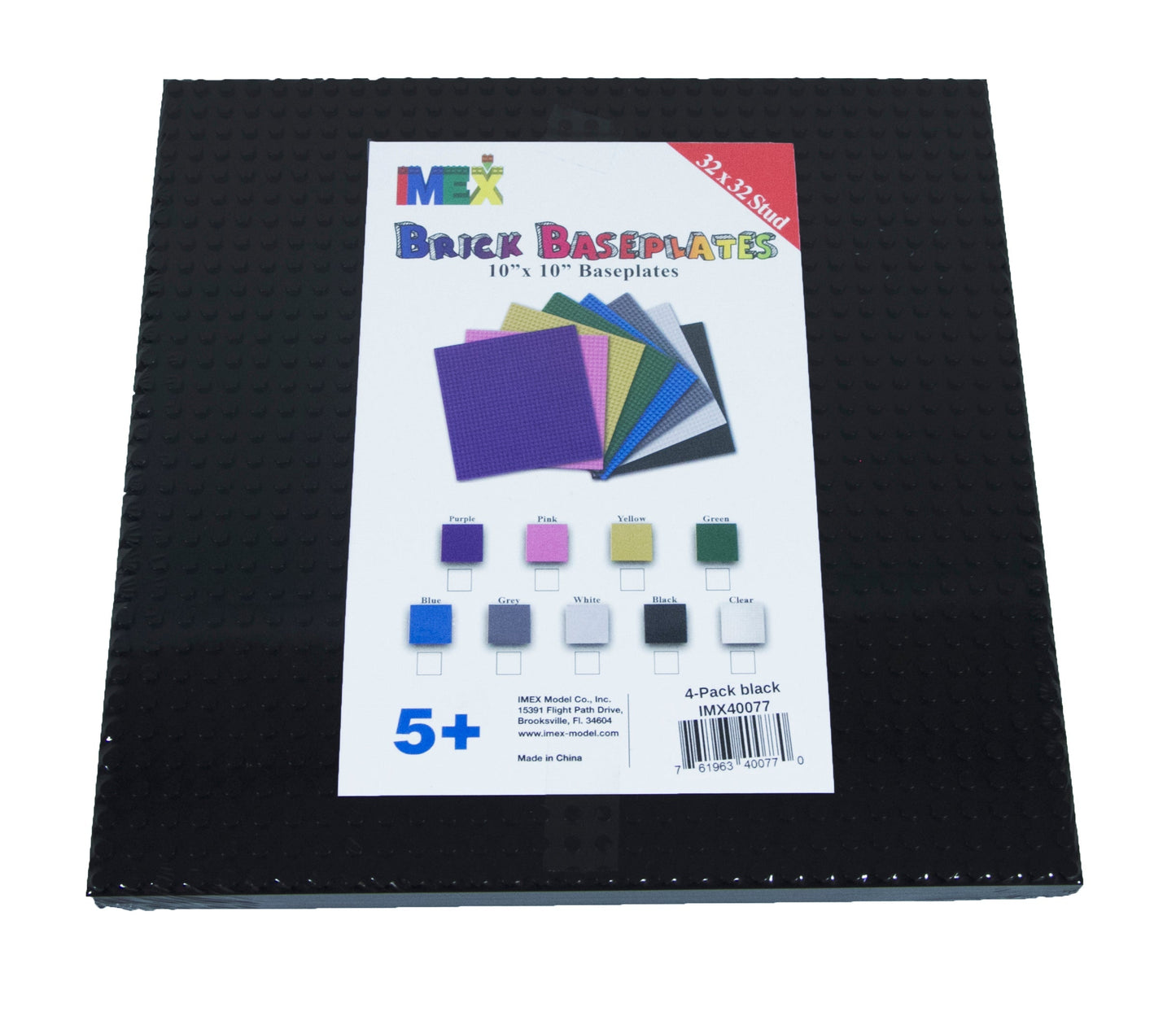 32x32 Stud Baseplate 4 Pack (Black)