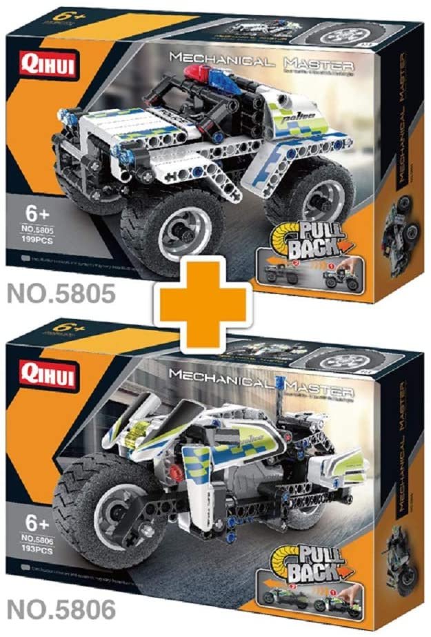 Qihui Police Motorcycle Building Kit (Pull-Back)