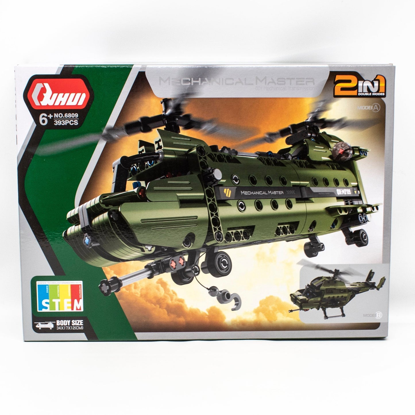 QIH06809 – TECH Brick Military Helicopter 2-in-1 (393 pcs, Manual Build)