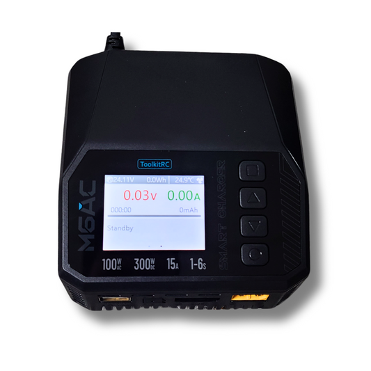 ToolkitRC M6AC Smart Charger – Dual Input 300W RC Battery Charger with USB-C Output