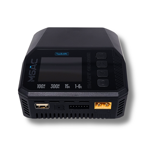 ToolkitRC M6AC Smart Charger – Dual Input 300W RC Battery Charger with USB-C Output