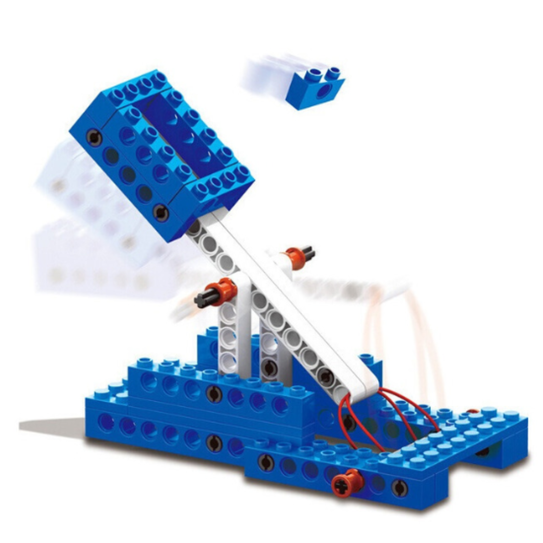 WANGE 1402 Power Machinery – 173-Piece STEM Crane, Catapult, Tracked & Gravity Car Set