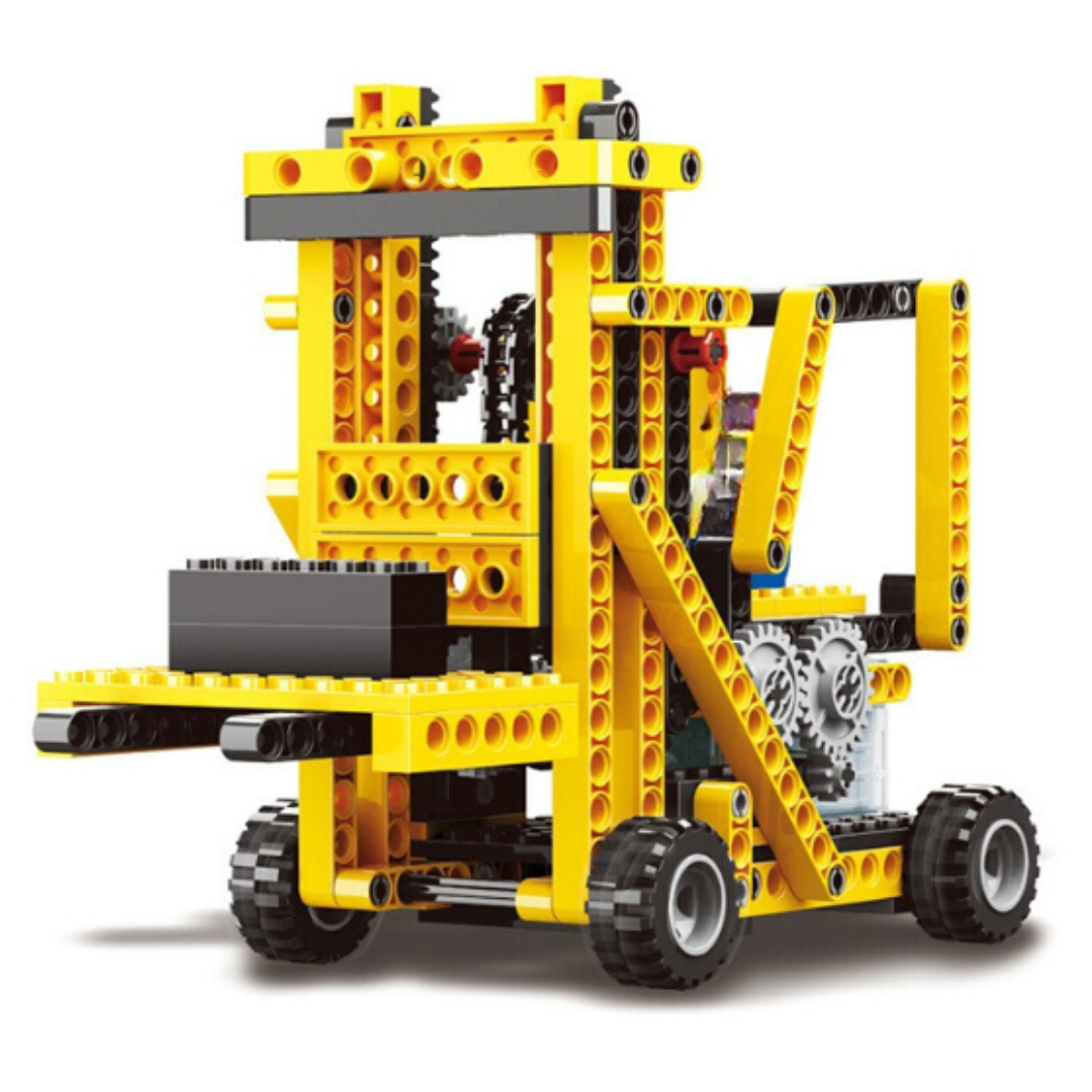 WANGE 1403 Power Machinery – 292-Piece STEM Forklift, Motorcycle, Moth & Vehicle Set