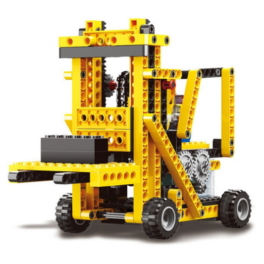 WANGE 1403 Power Machinery – 292-Piece STEM Forklift, Motorcycle, Moth & Vehicle Set