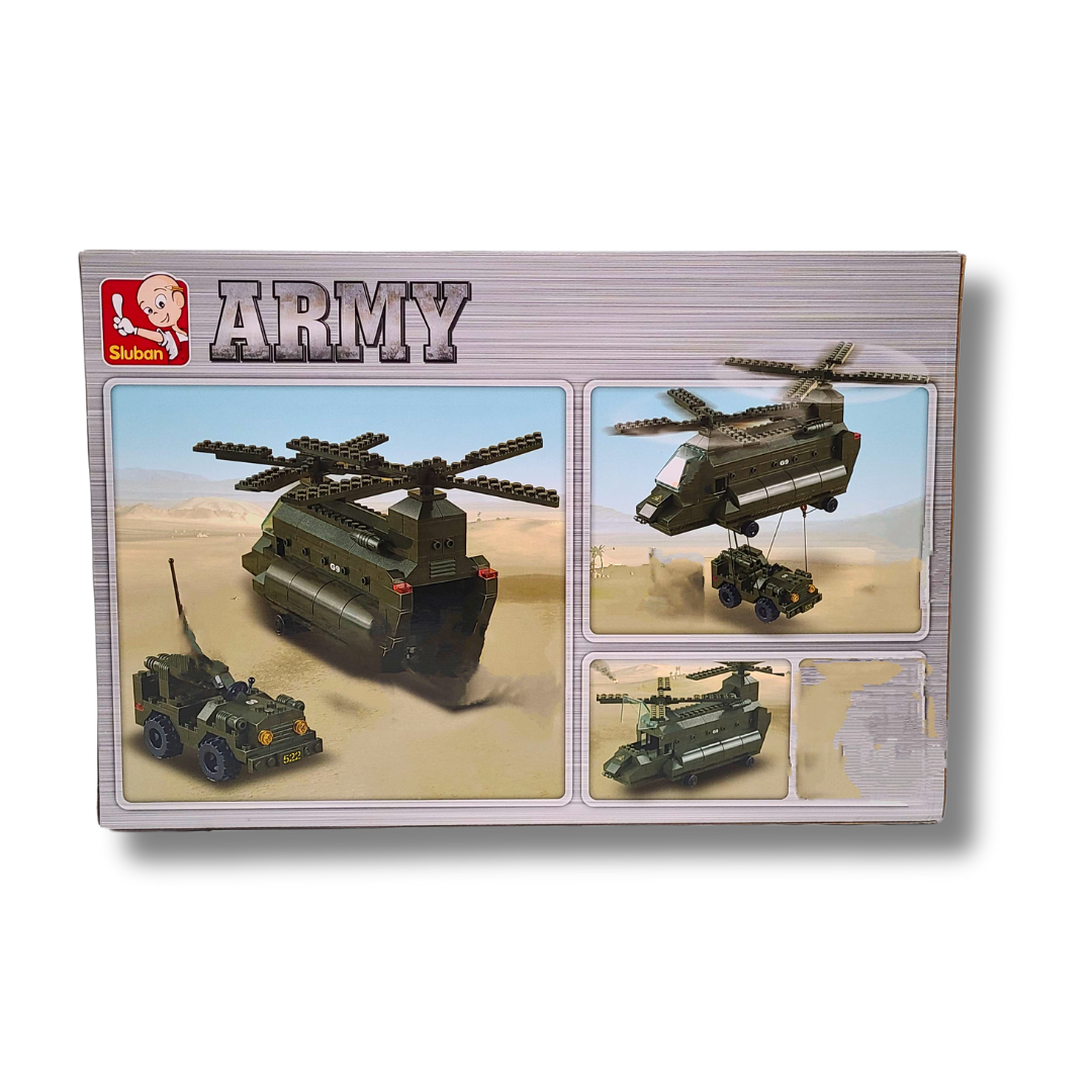 Sluban M38-B6600 Military Transport Helicopter – 370-Piece Brick Set