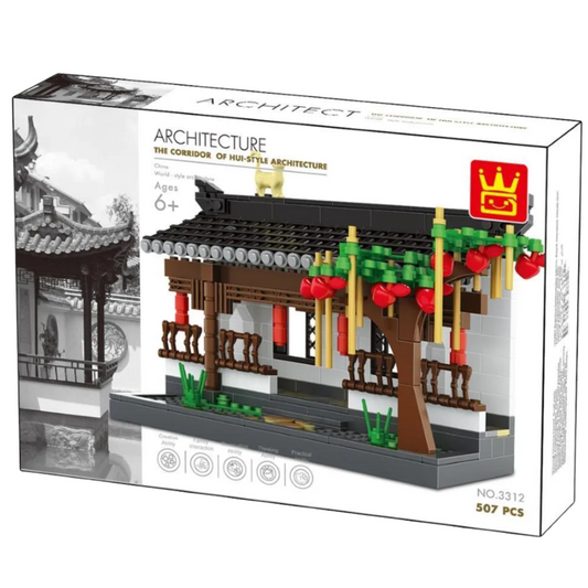 WANGE 3312 Hui Style Corridor – 507-Piece Architecture Building Set