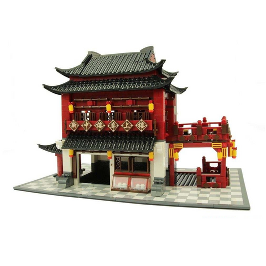 WANGE 6312 China Ancient Hotel – 1,643‑Piece Architecture Set