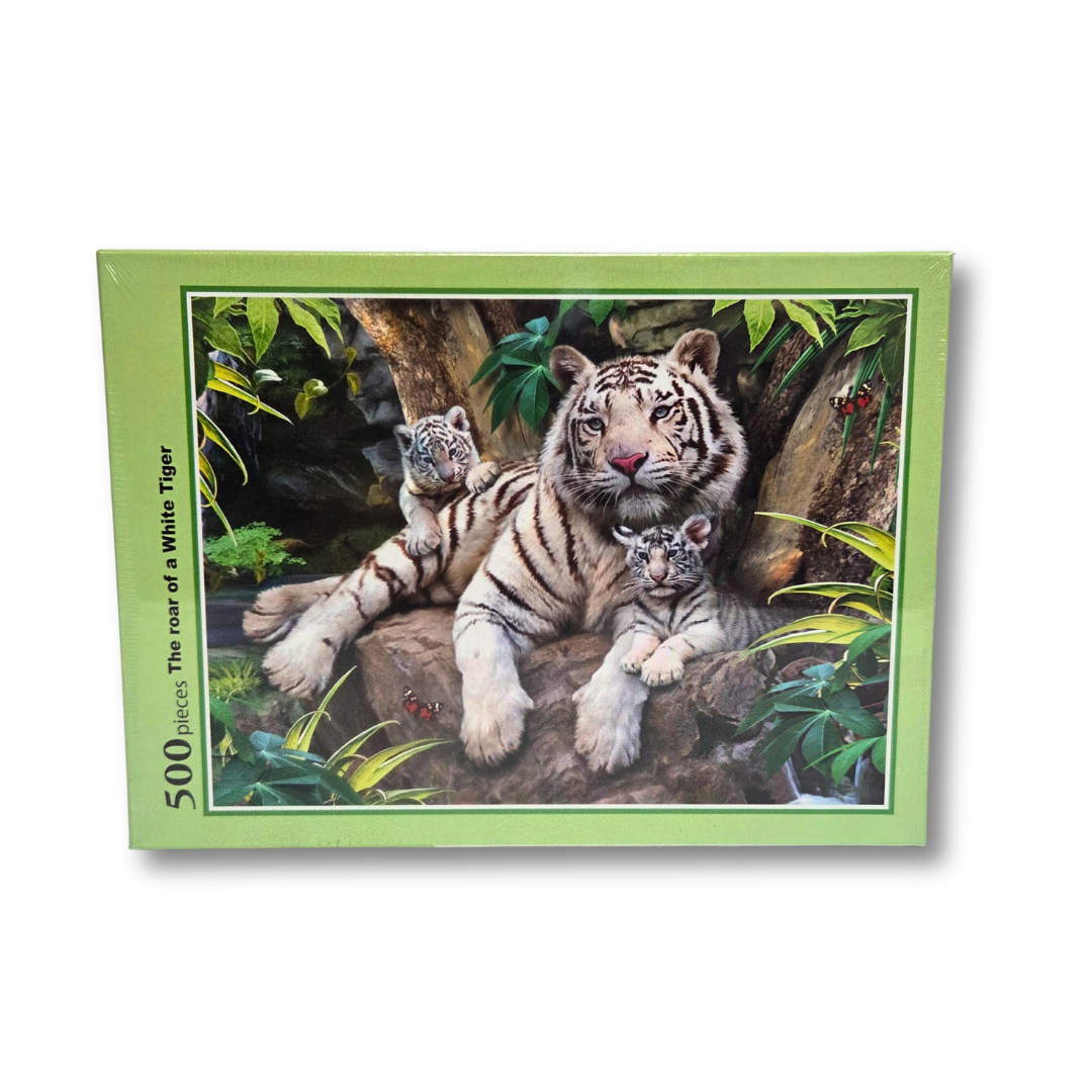 The Roar of a White Tiger – 500 Piece Puzzle (Item 500WT)