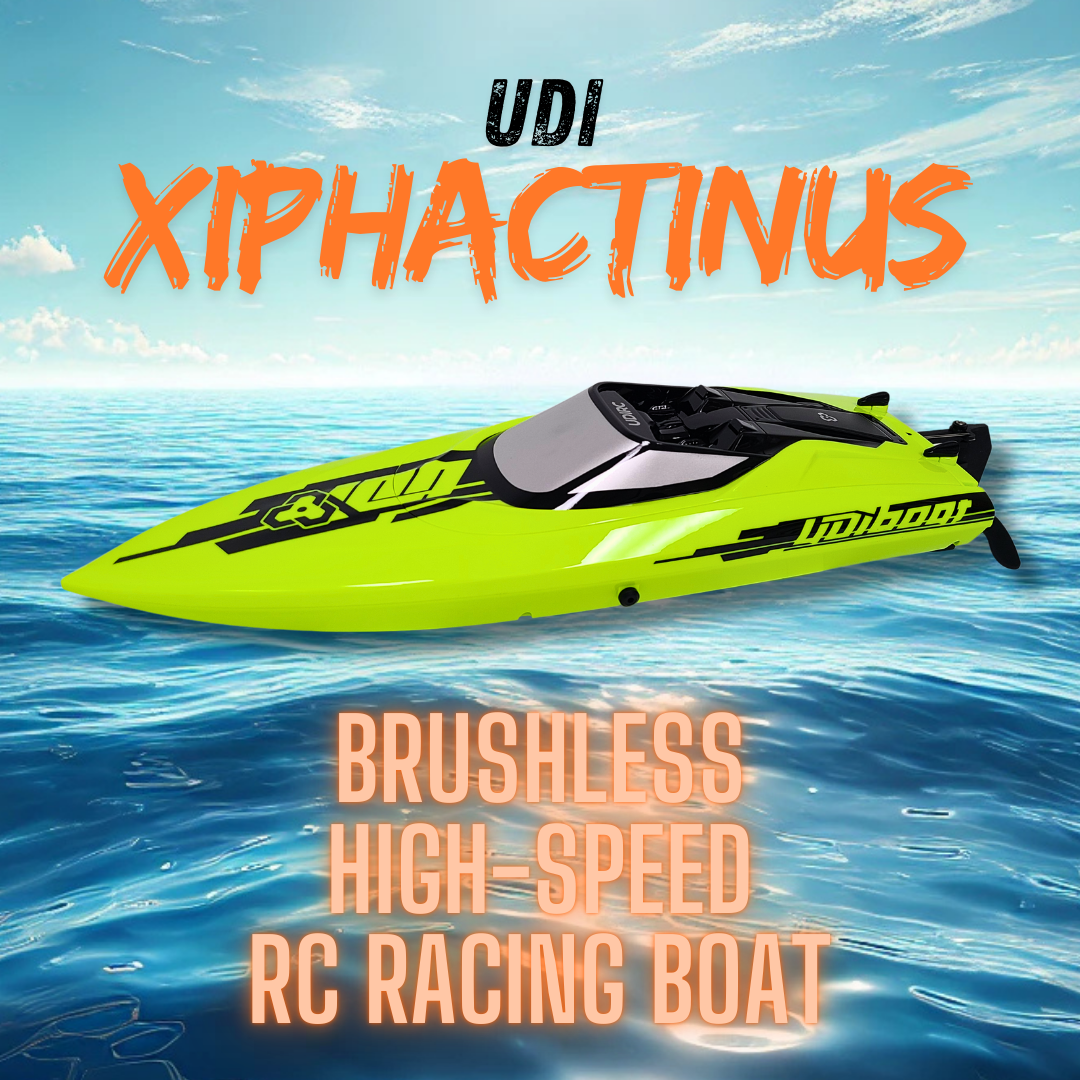UDI14045 Xiphactinus Brushless RC Racing Boat – 30 km/h High-Speed with Self-Righting Hull & Dual Battery