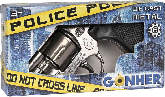 Police 357 Colt Detective Style 8-Shot Toy Cap Gun - Silver or Black | 73 | 0073 | Gonher
