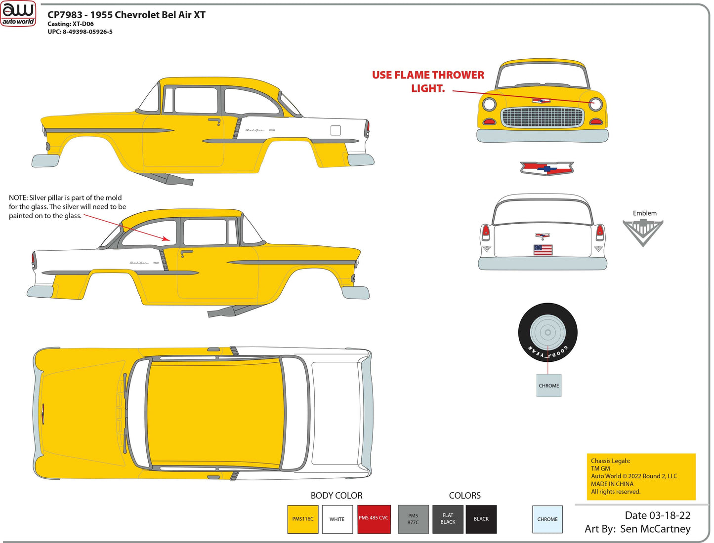 Classic Yellow & White | 1955 Chevy Bel Air | CP7983 | Auto World