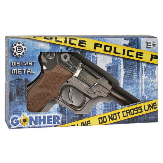 Police Luger Pistol 8-Shot - Black or Silver | 124 | 0124 | Gonher